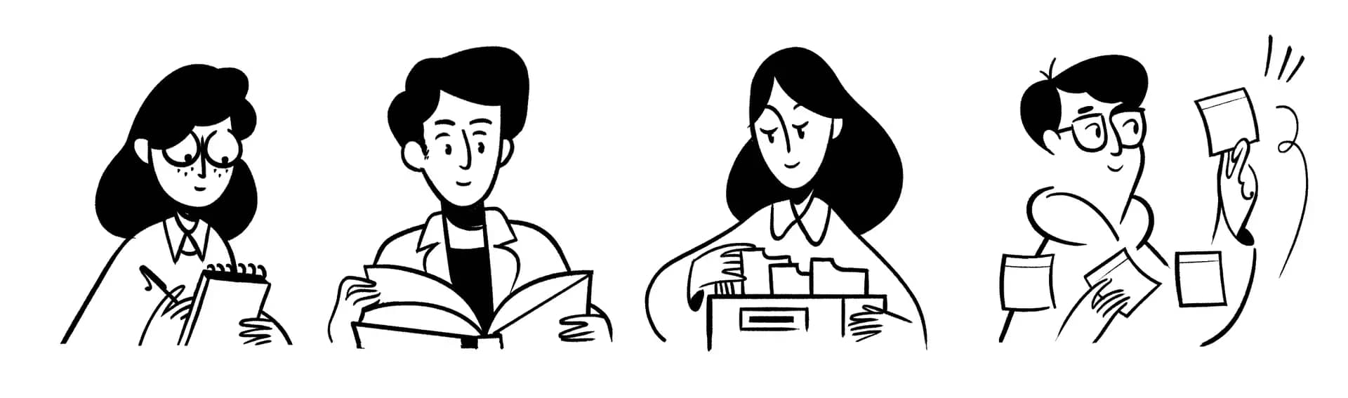 Image d'illustration avec des personnages Notion