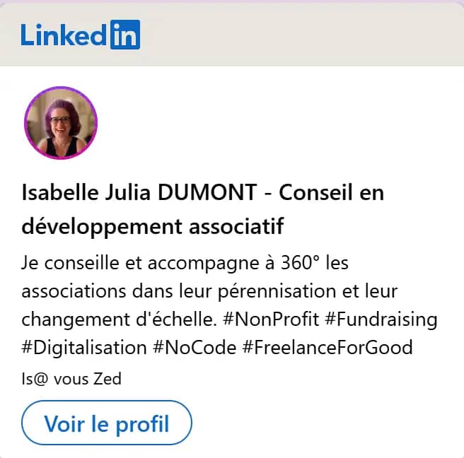 Badge Isabelle Dumont sur LinkedIn